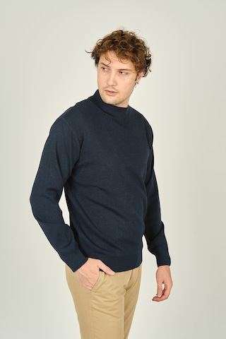 Ateş Triko Erkek Yarım Balıkçı Yaka Yün Kazak 6091024 Indigo Indigo İndigo