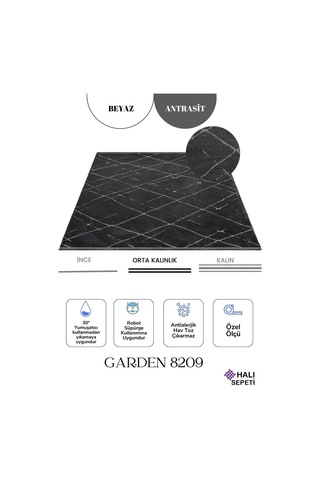 Enti Terrace 8209 Antrasit Iskandinav Halı Yıkanabilir Kesme Yolluk Koridor Kaymaz Çocuk Odası Krem - Antrasit