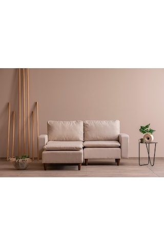 Lungo Modüler Mini Köşe Koltuk Takımı L Koltuk - Krem Keten Krem