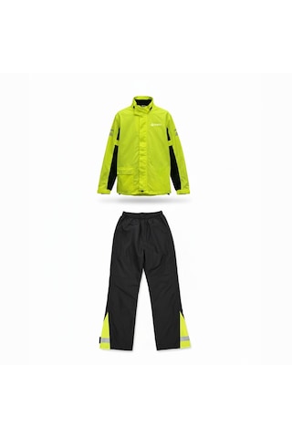 Nukrowear Drycone Premium Motosiklet Motorcu Yağmurluğu Su Ve Rüzgar Geçirmez Reflektörlü Yağmurluk Takımı Neon Sarı - Siyah