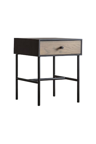 Tia Siyah Metal&ahşap Yan Sehpa - Kahverengi