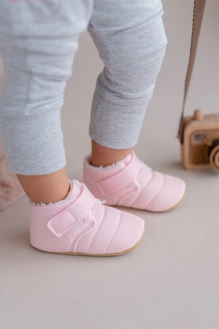Paraşüt Kumaş Kürklü Pembe Anne Terlik Ve Bebek Panduf Terlik Ve Panduf Ayrı Satılmaktadır. -t-1007 Pembe