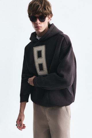Vamos Numara Baskılı Oversize Sweatshirt Kahve