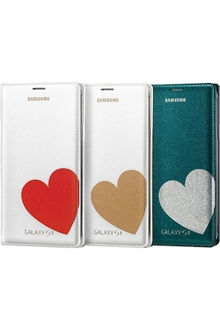 Galaxy S5 İle Uyumlu Moschino Flip Wallet Kılıf Kırmızı Kalp Ef-wg900rregww