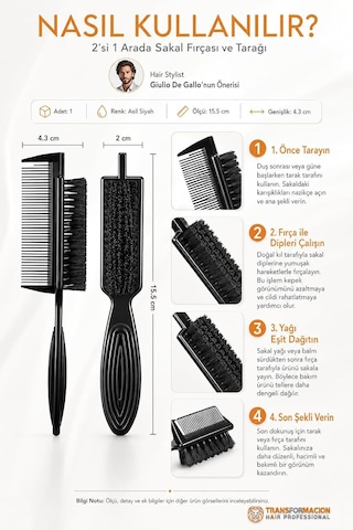 Transformacion Sakal Bıyık Tarama Fırçası Sakal Tarağı, 721414