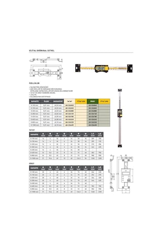 Fett 0-600mm Asimeto Yatay Dijital Doğrusal Cetvel As-326245