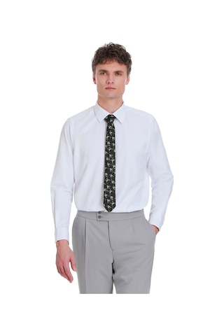 Hatemoğlu Beyaz Slim Fit 100% Pamuk Slim Yaka Pamuklu Uzun Kollu Gömlek 1996519 Beyaz
