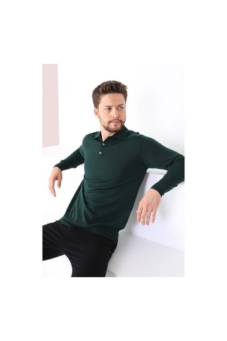 Ferraro Nefti Polo Yaka Superfine Erkek Triko Kazak Yeşil