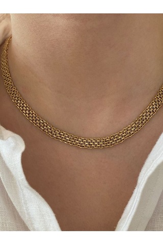 Örme Zincir Çelik Kararmaz Kadın Gold Kolye