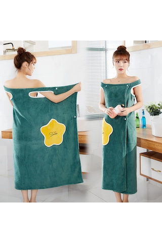 Ximistore9 Zeytin Yeşili Korozya Kumaş Banyo Elbisesi - Hızlı Kuruyan, Tüye Uyumlu, Cepli Design, L Beden 105-120 Kg Yeşil