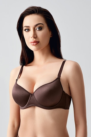 Newbra Kadın Kaplı Balenli/telli Desteksiz C Cup Büyük Beden Sütyen - Kahverengi