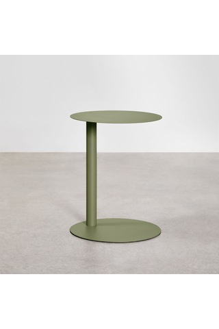 Paledin Design Magna Yan Sehpa Modern Yuvarlak Çelik Koltuk Yanı Sehpası Granit Grisi 40x40x50 Cm Yeşil