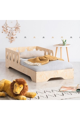Markaawm Montessori Yatak Korumalıklı Ahşap Karyola Çocuk Ve Bebek Odası Akçaağaç