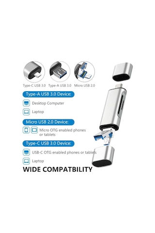 4858 Type C Usb Kart Okuyucu Micro Sd Card Reader Çevirici Dönüştürücü Adaptör Sku: Smg8690010070098