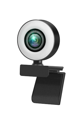 Qingmipy 1080p Webcam, Mikrofonlu Dairesel Işık, Canlı Yayın/video Konferans İçin, Usb Plug&play, Laptop/pc Uyumlu, Keskin Görüntü Ve Ses