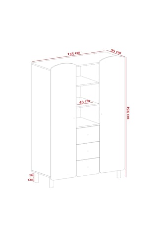 Meltem Kids Sweet Two Bear Bebek Ve Çocuk Odası Raflı İki Kapılı Dolap Two Bear