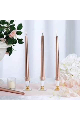 10 Adet Parlak Rose Gold Şamdan Mumu Rose Gold Yılbaşı Mumu Vıp Kalite Rose Gold Dekor Şamdan Mumu Rose Gold Yılbaşı Mumları Rose Gold Şamdan Mumu Renkli