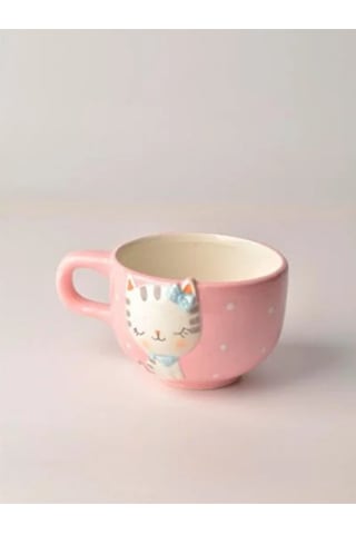 3d Sevimli Hayvan Figürlü Seramik Kupa 400 Ml Pembe