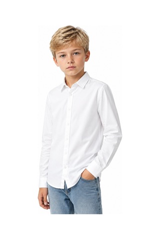 Ahengim Erkek Çocuk Modern Kesim Basic Günlük Ve Şık Gömlek Beyaz