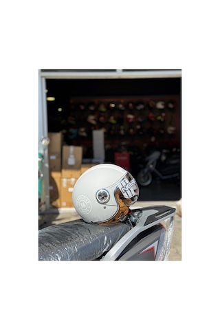 Nero Retro Motosiklet Kask - Ece Sertifikalı Gümüş