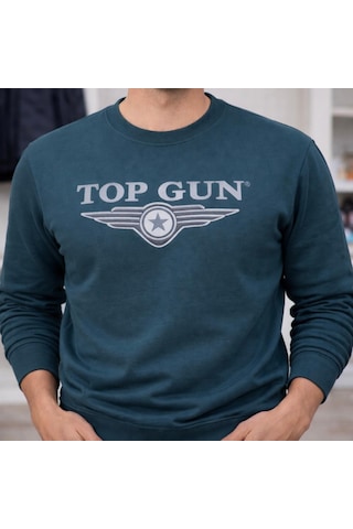 Top Gun Nakıslı Sweat Petrol Petrol