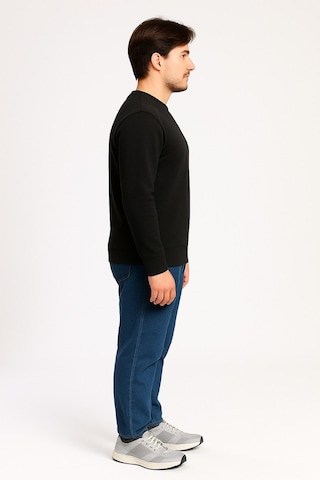 Vatan Tekstil İçi Polarlı Hafif Dar Kalıp Bisiklet Yaka Erkek Basic Sweatshirt Siyah