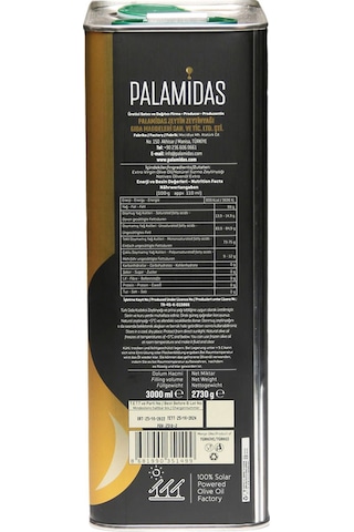 Palamidas Tnk Özel Harman Soğuk Sıkım Natürel Sızma Zeytinyağı 3 L