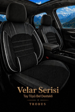 Renault Mégane Hb 2002 Ve Sonrası Bel Destekli Tay Tüyü Koltuk Kılıfı Velar Serisi Siyah Beyaz