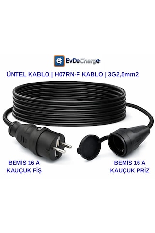 Evdecharge H07rn-f Uzatma Kablosu 3 2,5 Mm² 30 Metre 16a Elektrikli Araç Şarjı İçin En Doğru Uzatma Kablosu