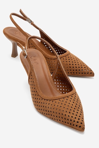 Luvishoes Uvıen Taba Süet Kadın Topuklu Ayakkabı