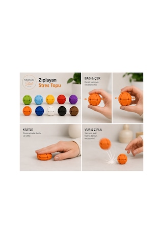 Zıplayan Stres Topu Clicker Stres Topu Lastik Mekanizmalı 3d Baskı Mekanik Fidget Oyuncak - Hoplaç - Zıplaç Ms-2