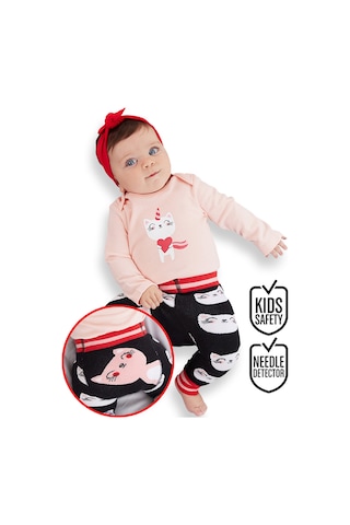Kedi Kız Bebek Body Tayt-Pantolon Takım