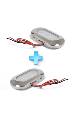 2'li Tekne Merdiven Lambası. 12v. Krom Çerçeve. Mavi. Aydınlatma Mavi