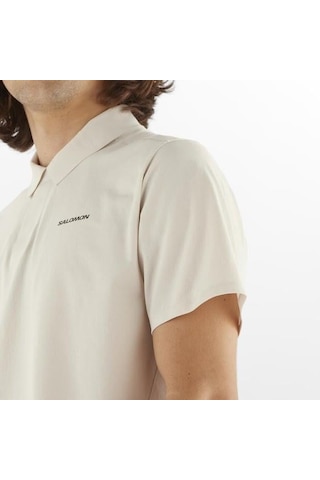 Salomon Trackline Polo M Erkek T-shirt-29833 Krem