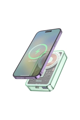 Hoco Q14A Ice Crystal 10000mAh PD20W Magsafe Uyumlu Manyetik Hızlı Şarj Powerbank Yeşil