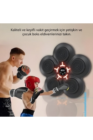 Mdhl Qb-01 Akıllı Müzikli Boks Makinesi Bluetooth Bağlantılı, Led Işıklı, Duvara Monte Antrenman Hedefi