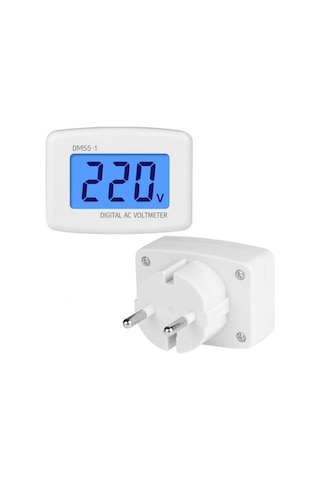 Butu Dm55-1 Ac 110v-220v Lcd Dijital Voltmetre Gerilim Test Cihazı Dedektörü Metre Ab Tak