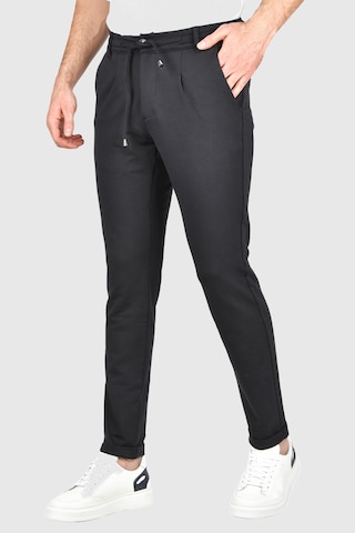 Deepsea Erkek Koyu Lacivert Beli Lastikli Slim Fit Likralı Duble Paça Penye Spor Pantolon 2502385 Koyu Lacivert