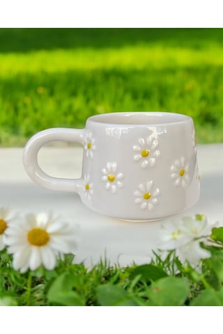 Klasik Çayır Papatya Seramik Kupa Bardak Mug