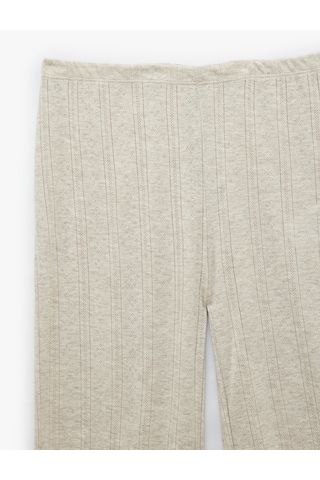 Koton Beli Lastikli Dokulu Uzun Pijama Altı Bej Melanj 7wlk40111mk