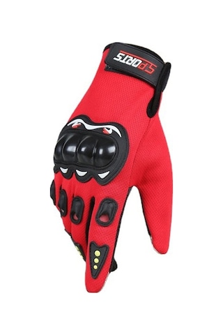 Fastbuy Erkek Motosiklet Eldiveni Kırılmaya Dayanıklı Kaymaz Dokunmatik Ekranlı Nefes Alan Kış Yaz 203 Kırmızı