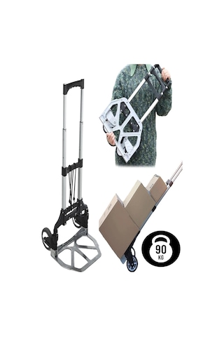 Pro Seri 90 Kg Kapasiteli Teleskopik, Katlanır El Arabası Koli Yük Paket Taşıma El Arabası Katlanır