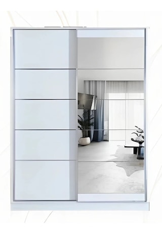 Efes 160 X 59 X 212 Sürgülü Dolap-beyaz-aynalı