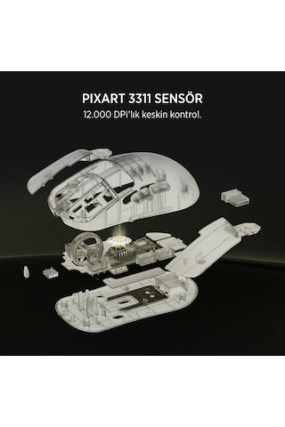 James Donkey Jdm11 Paw3311 12.000dpı Triple Mode Kablolu/bluetooth/2.4g Beyaz Gaming Mouse