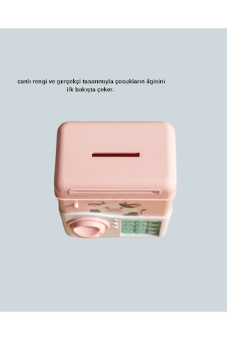 Elektronik Şifreli Çocuk Kumbarası, Atm Kasa Görünümlü, Pembe