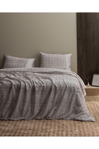 Petrus Tek Kişilik %100 Pamuk Madame Coco Crep Baskılı Nevresim Takımı - Bej 8684427178775 Ekru