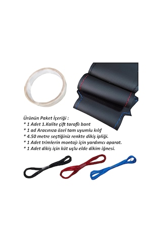 Clio 3 Araca Özel Direksiyon Kılıfı Nokta Karbon Kırmızı Yüzük Siyah