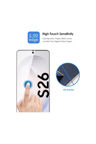 Samsung Galaxy S26 İle Uyumlu Ekran Koruyucu Şeffaf Temperli Kırılmaz Cam Ekran Koruyucu 3 Adet