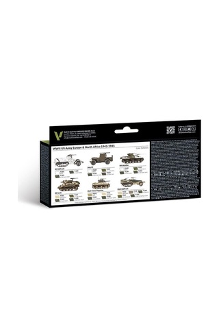 Vallejo 71625 8x18 Ml. Us Army Europe & North Africa 1942-1945, Model Air Serisi Model Boyası Seti Renkli