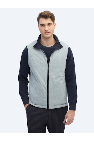 Lacivert Regular Fit Dik Yaka Casual Dokuma Spor Yelek Lacivert